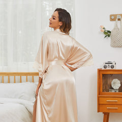 Lace Long Silk Kimono Robe-Robeslife