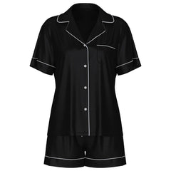 Women's Short Silk Satin Pajama Set Top and Shorts